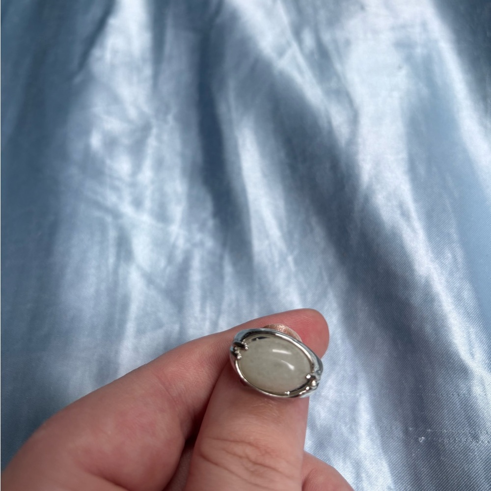 Silver Oval Stone Ring